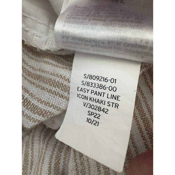 Gap Pants Beige Ivory XS Easy Pant Striped Elastic Waist Linen Blend Summer - Picture 8 of 8